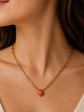 3/$30 LIA SOPHIA Adjustable Chain Necklace Acrylic Diamond Shape Pendant